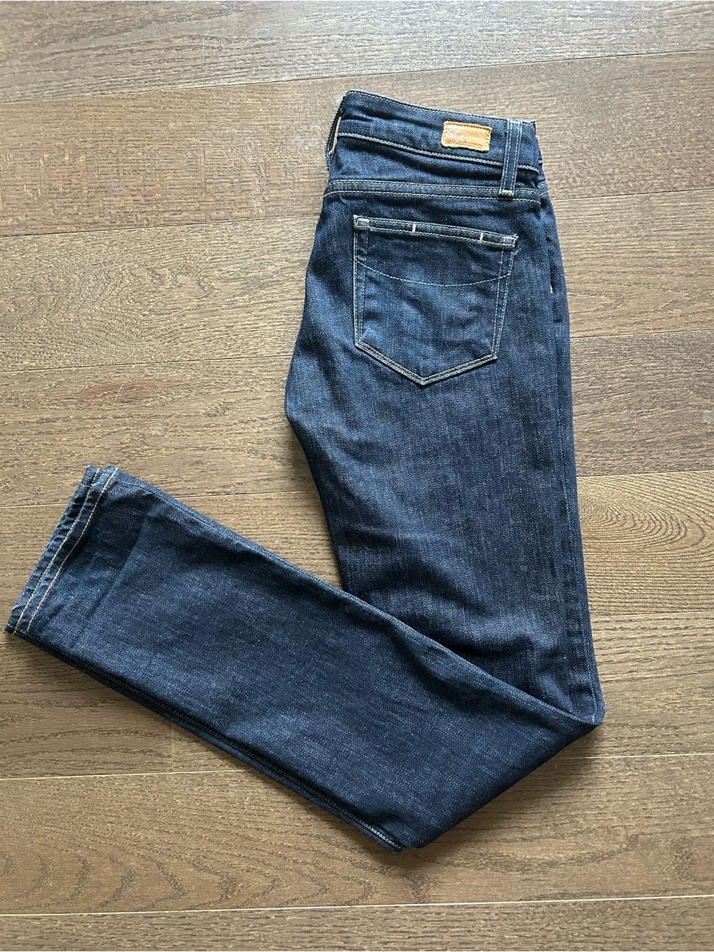 PAIGE Blue Heights Mid Rise Skinny Jeans Dark Wash Size 27